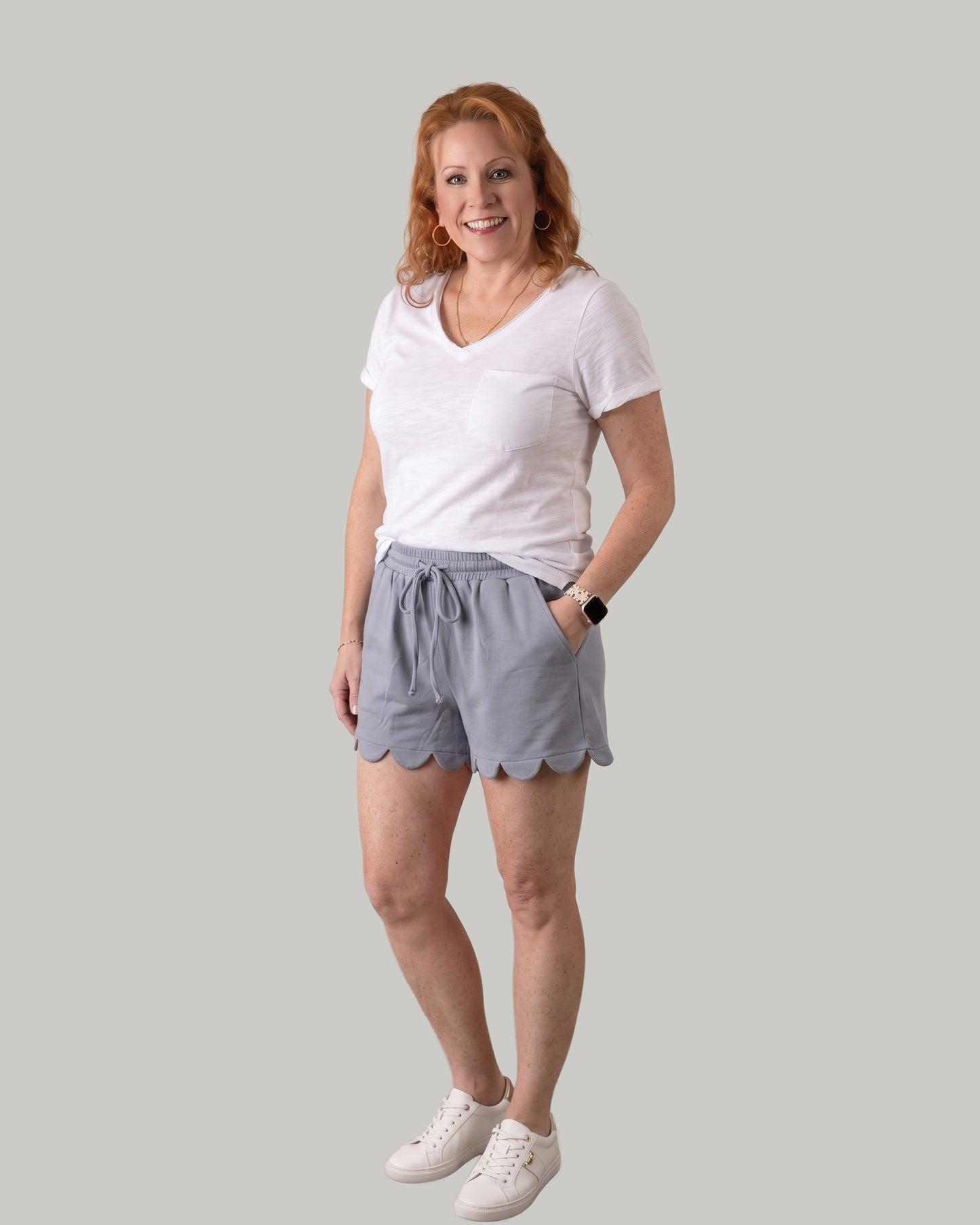 Scalloped Edge Drawstring Short