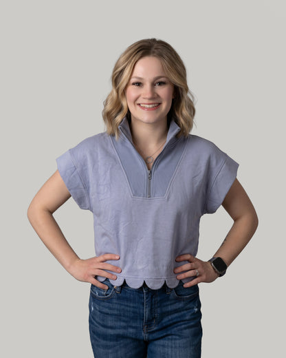 1/2 Zip Up w/ Scallop Edge Top
