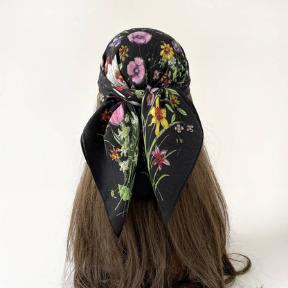 Vintage Floral Print Bandana Head Scarf