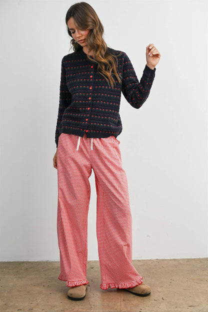 Navy Floral Button-Front Cardigan