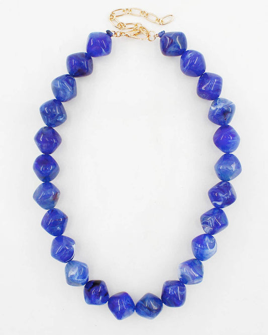 Blue Acrylic Stone Chunky Beaded Necklace