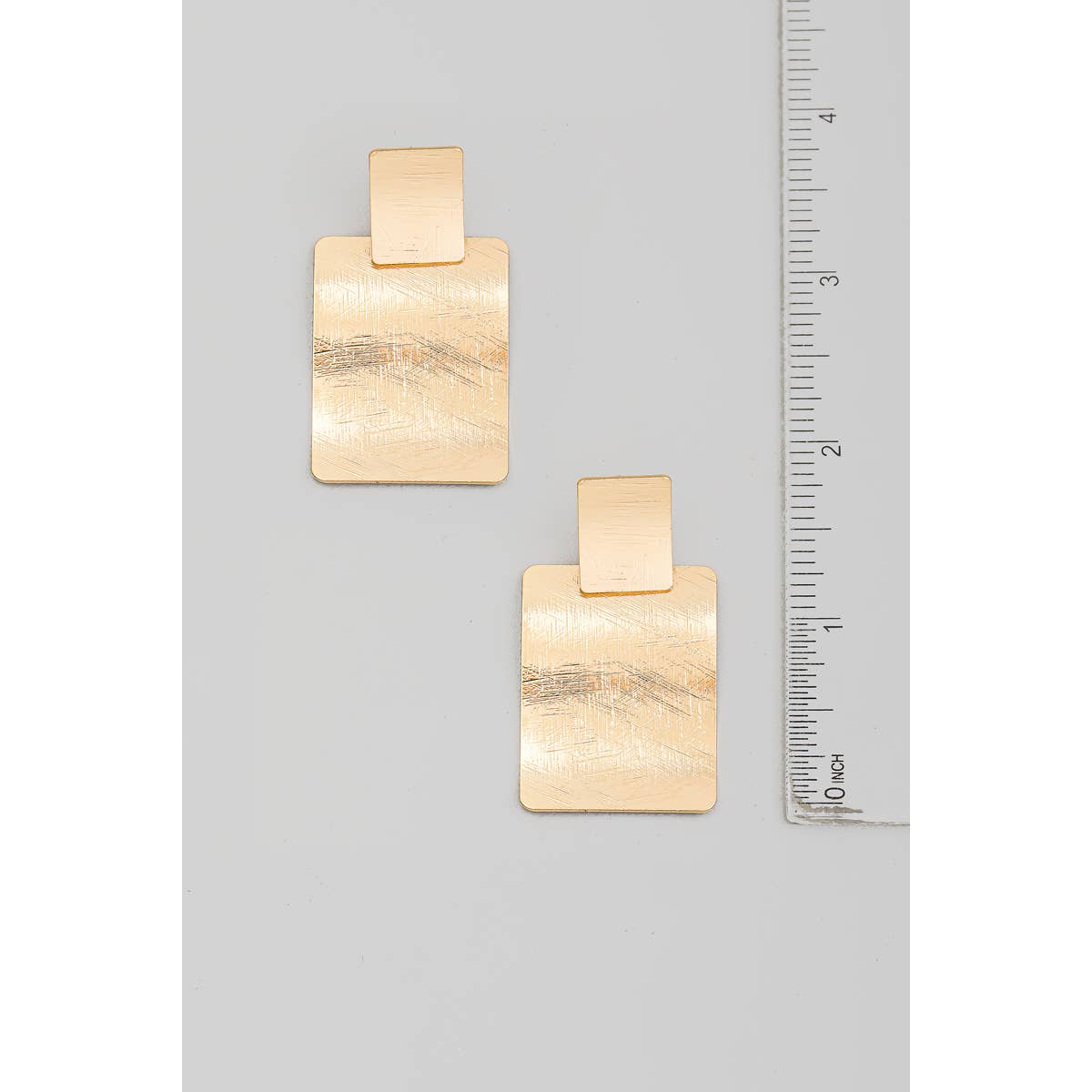 Brushed Metallic Rectangle Dangle Earrings
