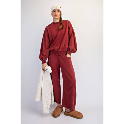 Mineral Washed Lounge Boxy Long Sleeve Top