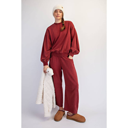 Mineral Washed Lounge Boxy Long Sleeve Top