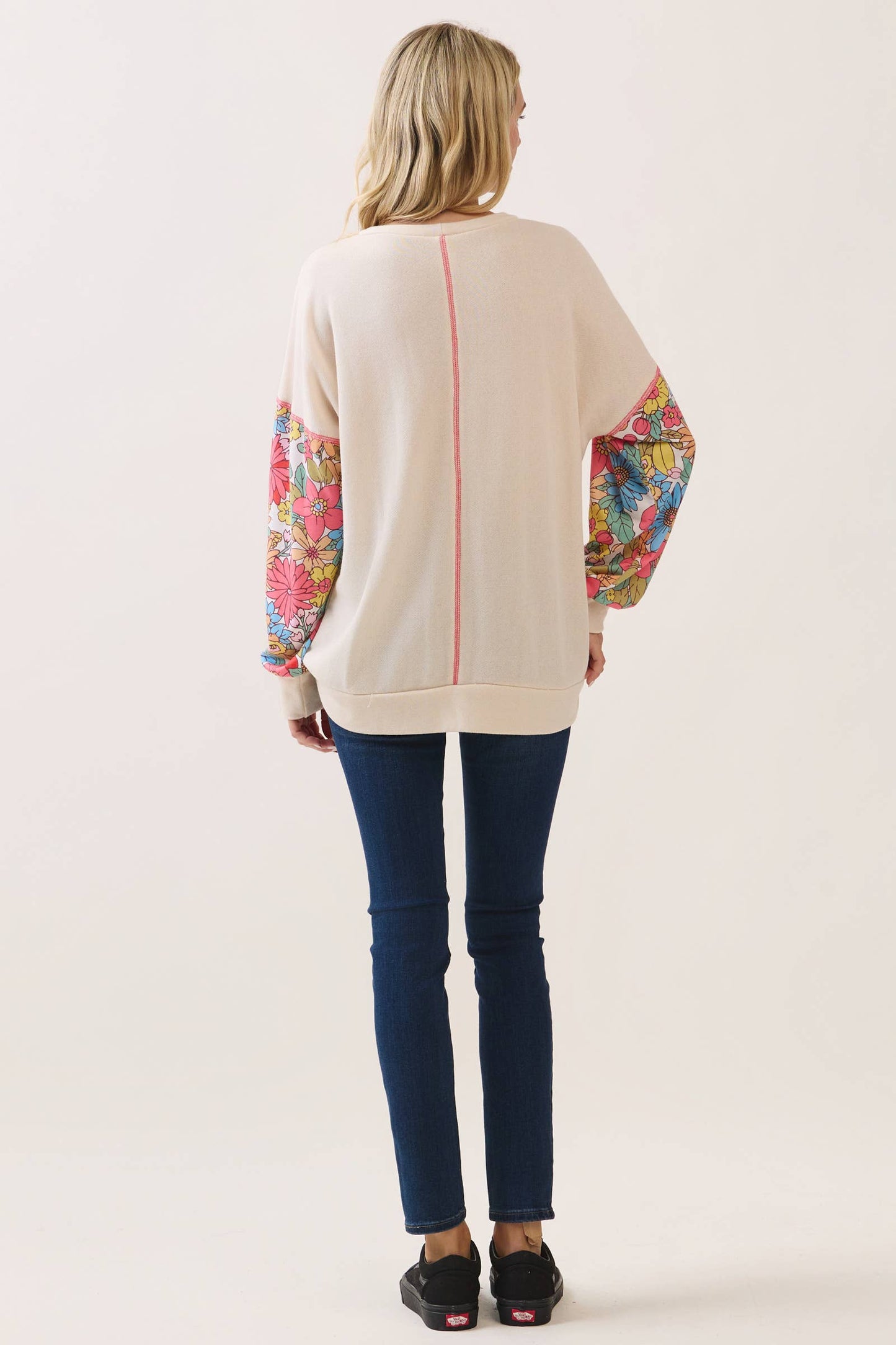 Floral Contrast Pullover Top