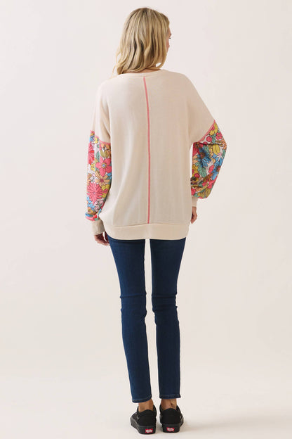 Floral Contrast Pullover Top