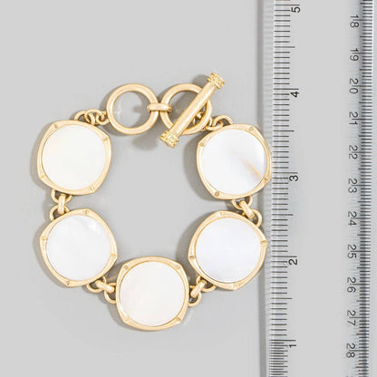 Pearl Disc Toggle Chain Bracelet