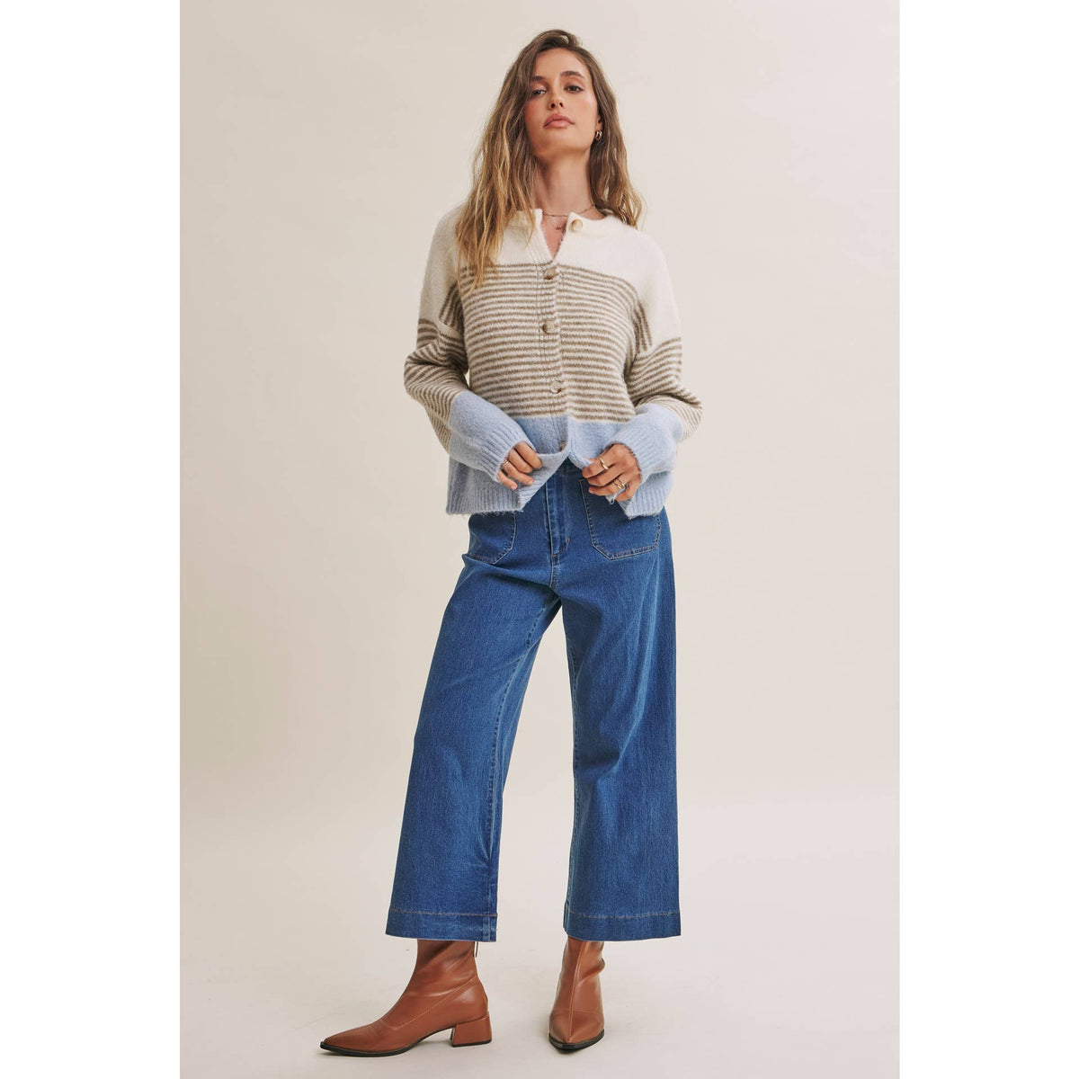 Chi Striped Colorblock Cardigan