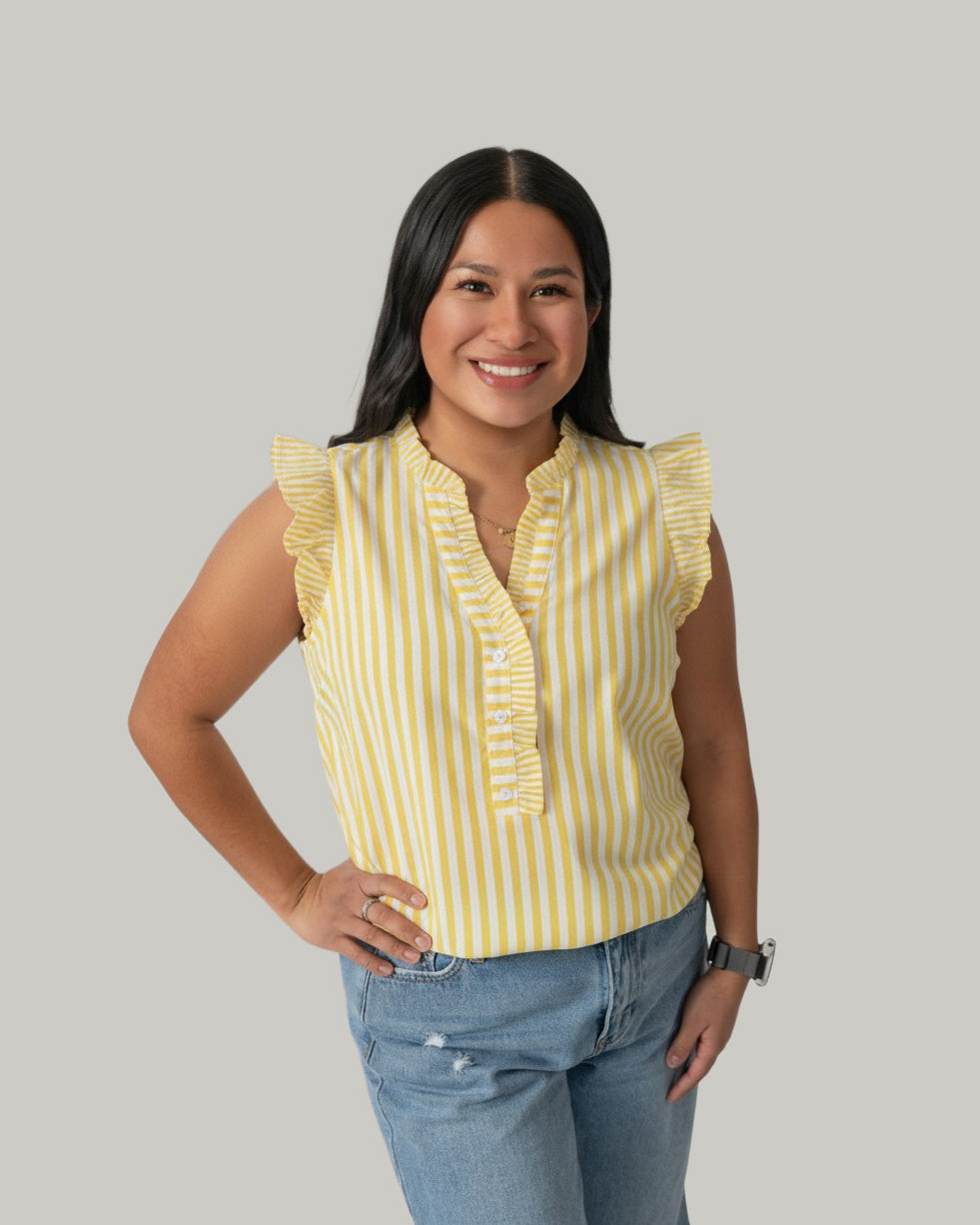 Striped Flutter Sleeveless Top