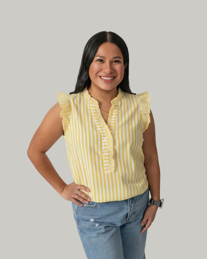 Striped Flutter Sleeveless Top