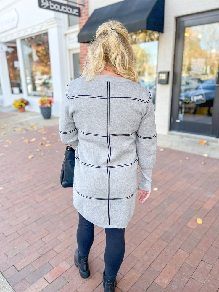 Grey Grid Sweater Dress