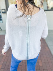 Blush Metallic Thread Zipper Back Sweater