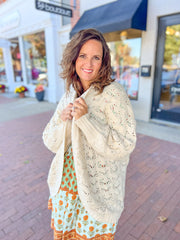 Oatmeal Hollow Knit Cardigan