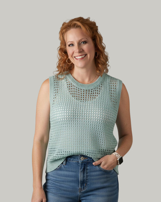 aqua-silver-open-weave-foil-knit-crochet