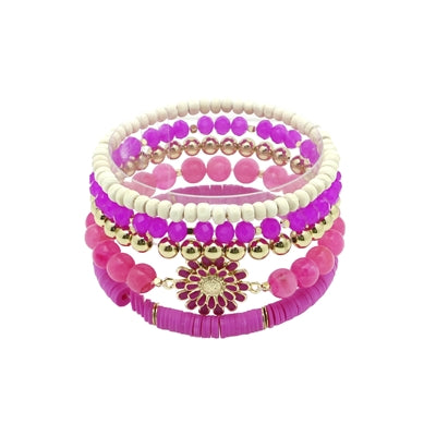 Hot Pink Crystal Bracelet Set