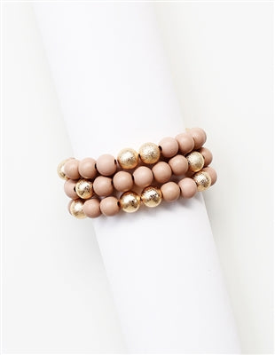 Rose Wood & Gold Bracelet Set