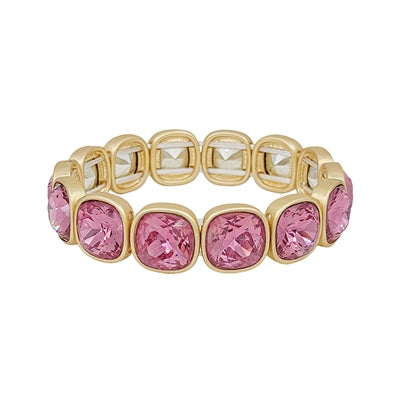 Pink Squared Crystal Stretch Bracelet