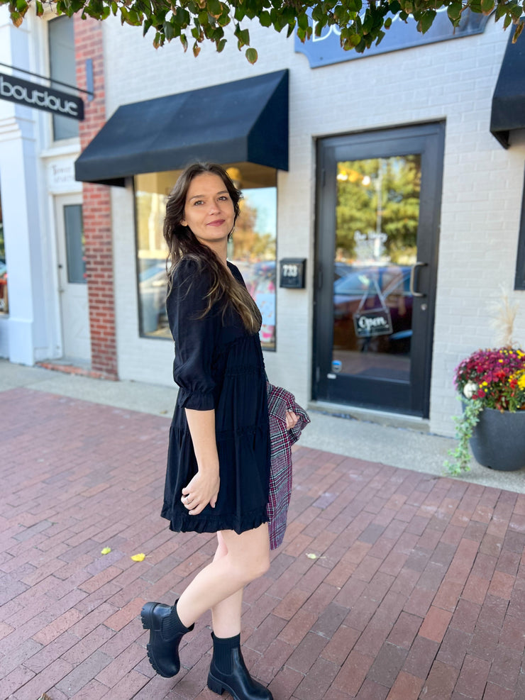 Black Ruffled Mini Dress