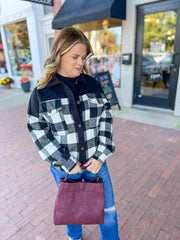 Suede Plaid Cropped Shacket