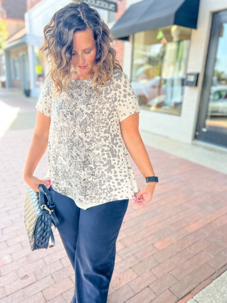 Leopard Rose Printed Top