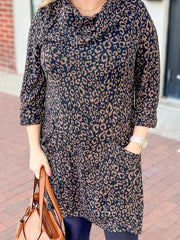 Brown Leopard Print Sweater Tunic