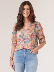 Pastel Leopard Printed Woven Top