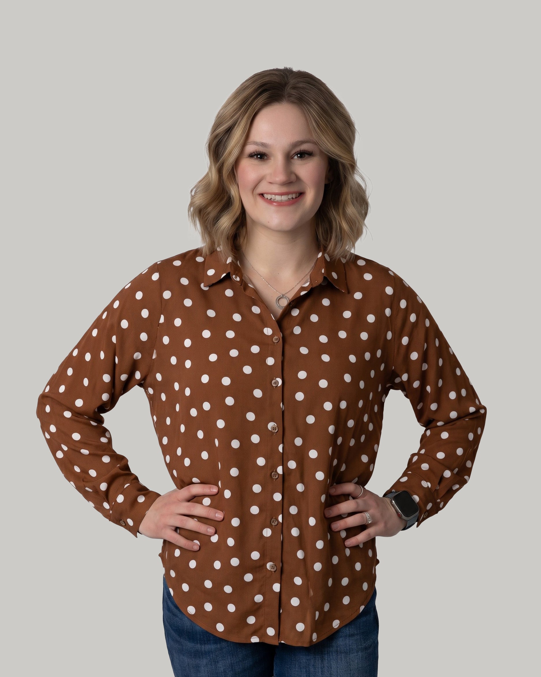 brown-cream-polka-dot-button-down-blouse