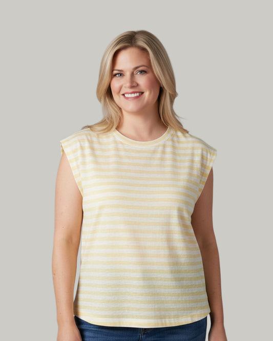 butter-yellow-stripe-cap-sleeve-top