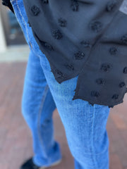 Black Sheer Swiss Dot Button Up