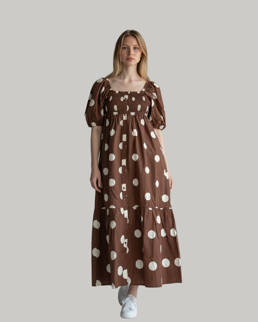 chocolate-brown-polka-dot-dress