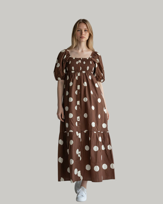 chocolate-brown-polka-dot-dress