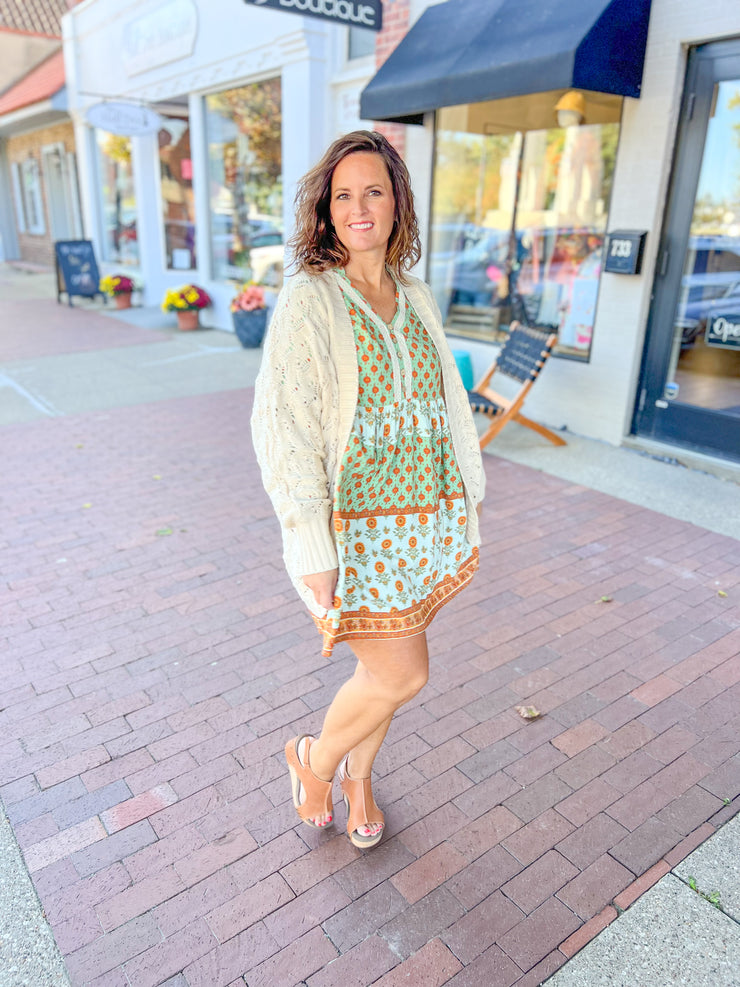 Green Floral Boho Dress
