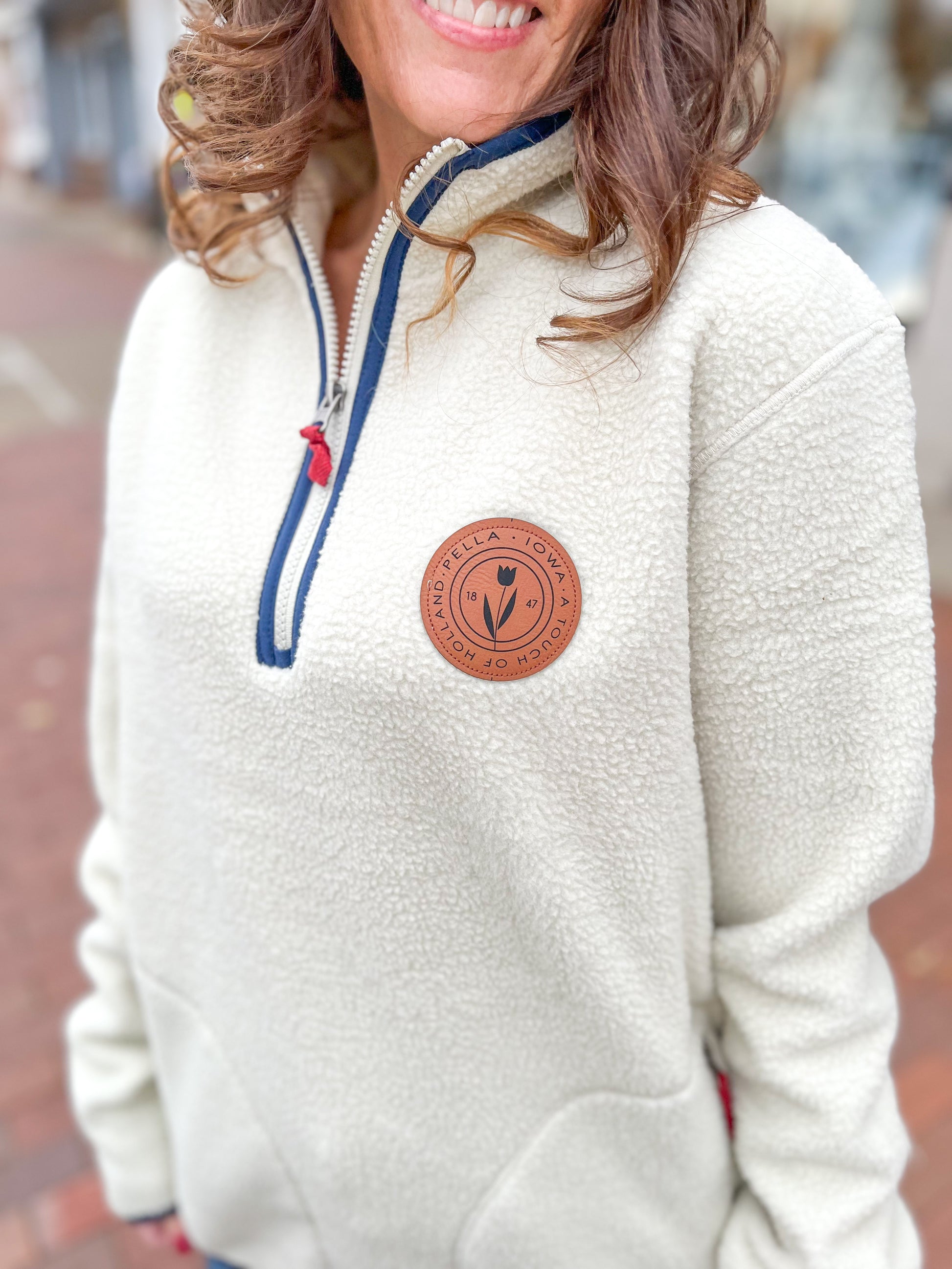 Sherpa Tulip Leather Patch Quarter Zip