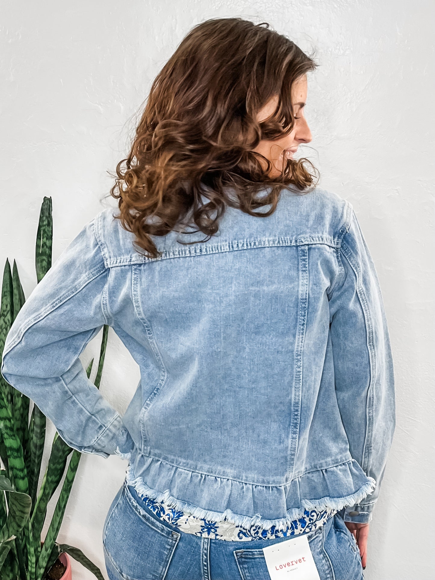 Ruffle Hem Denim Jacket