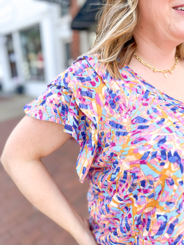Multi-Color Abstract Leaf Top