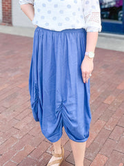 Navy Linen Bubble Skirt