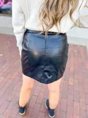 Black Vegan Leather Mini Skirt