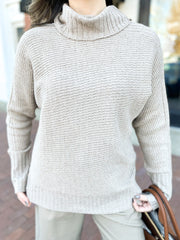 Light Brown Ribbed Turtleneck Sweater