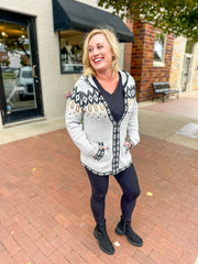 Grey & Camel Fairisle Zip Up Sweater