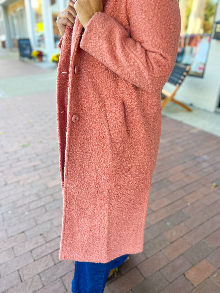 Rose Boucle Long Coat