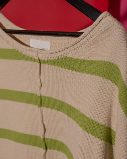 Apple Green Striped Dolman Sleeve Sweater