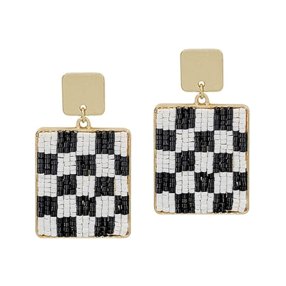 Checkered Beaded Earrings
