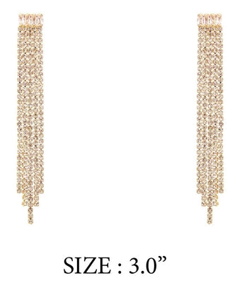 Gold Rhinestone Fringe Earrings