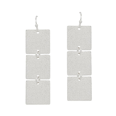 Three Square Textured Drop Earrings