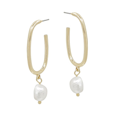Oval Freshwater Pearl Earrings