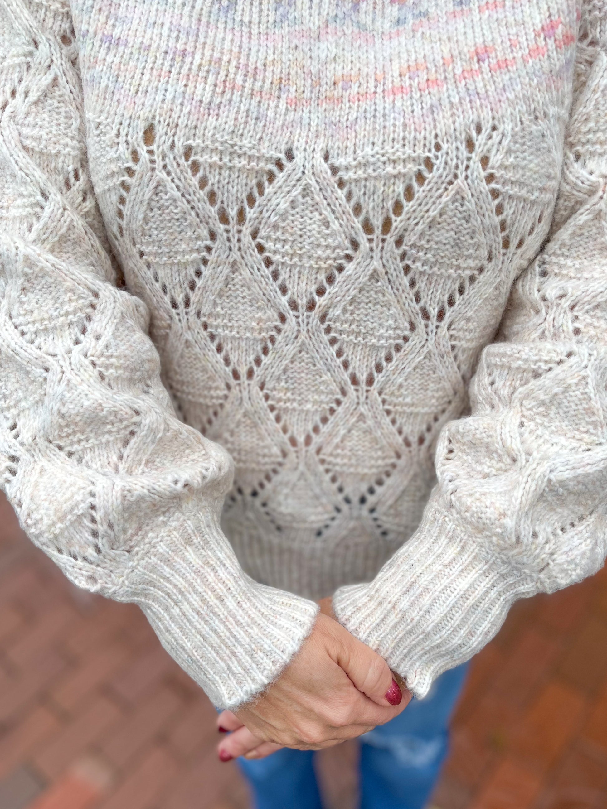 Fair Isle Pointelle Mix Sweater