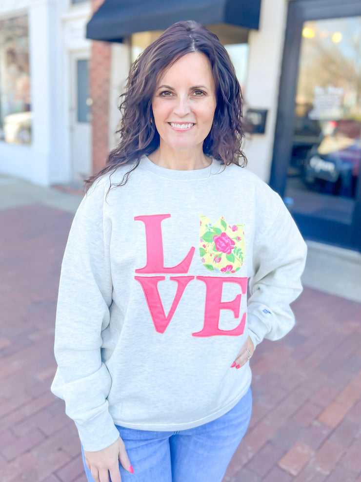 Yellow Tulip LOVE Applique Sweatshirt