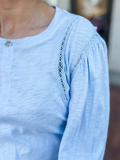Sky Blue Crochet Detail Top