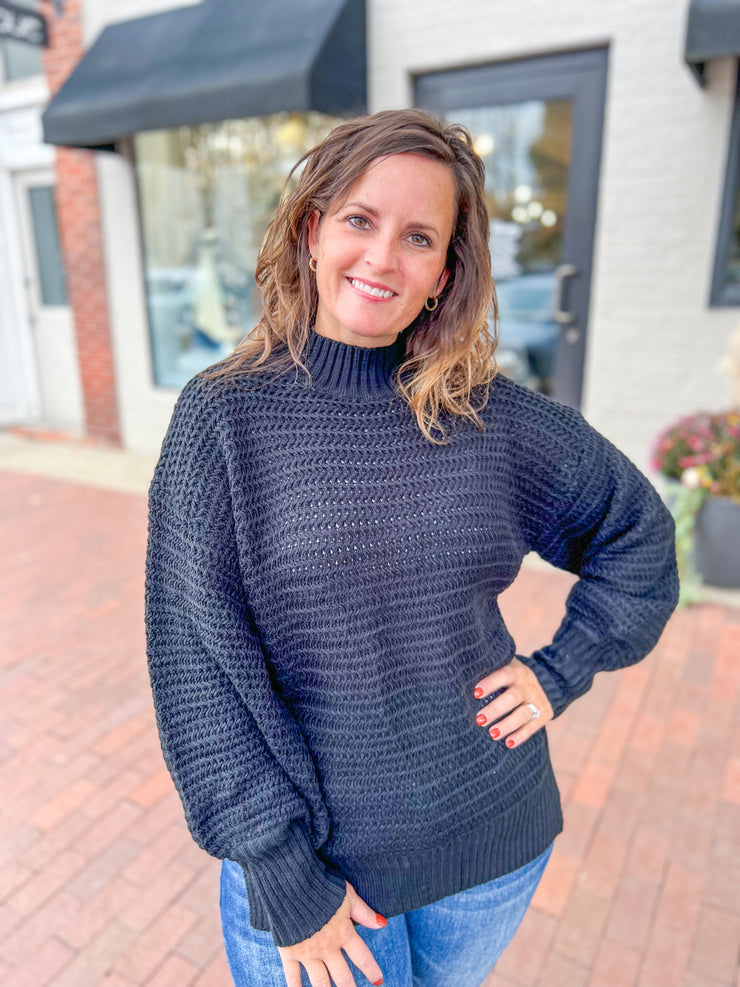 Black Hollow Knit Sweater