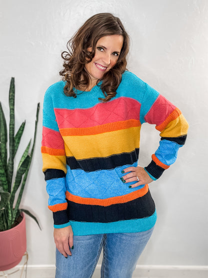 Multicolor Textured Sweater
